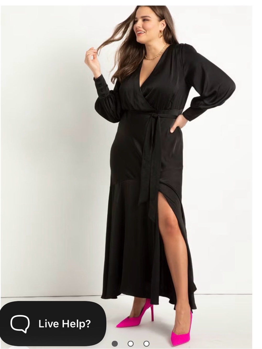 Eloquii Black Long Sleeve Wrap Maxi Dress